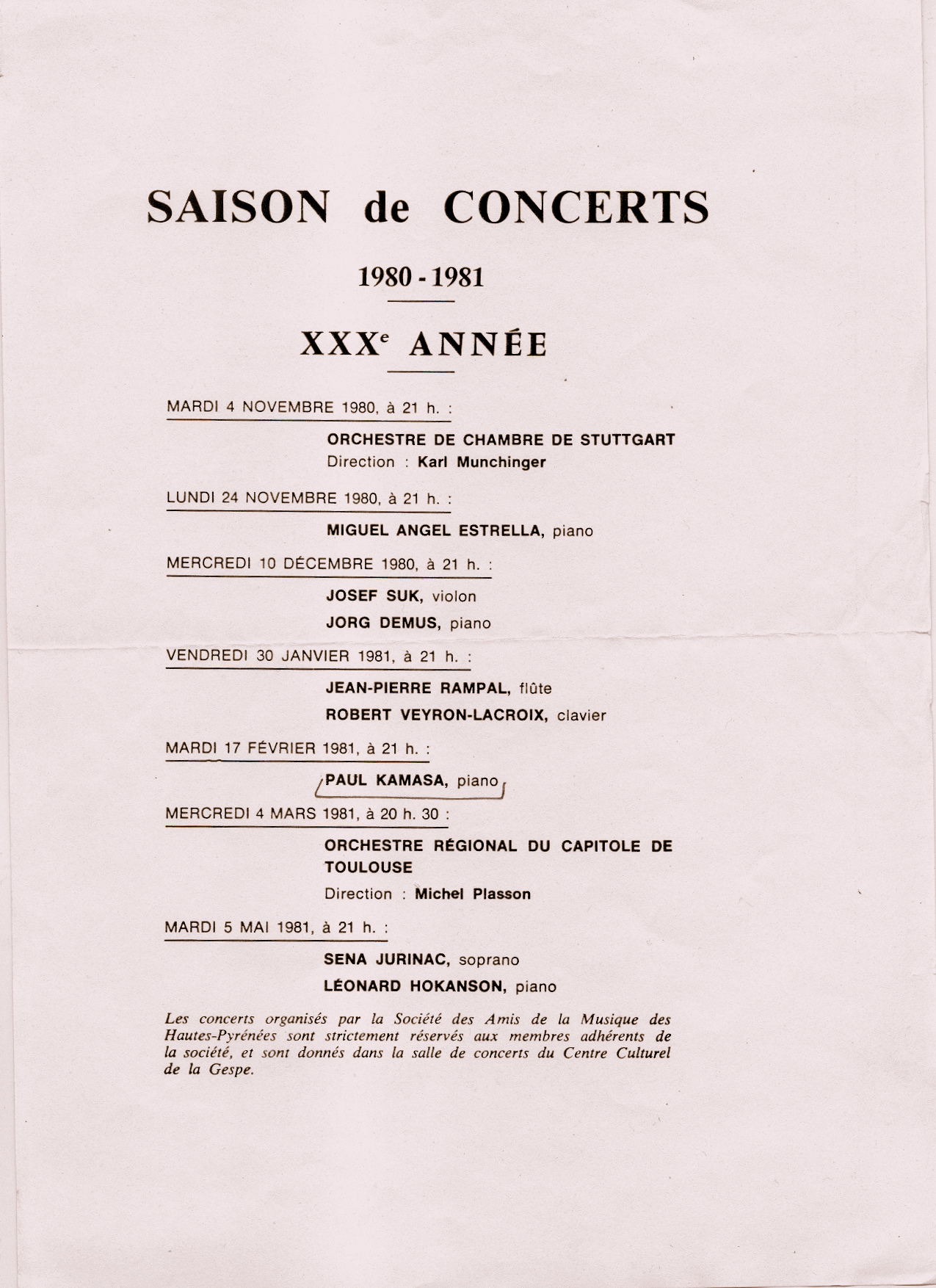 archives - concert programms